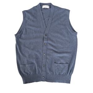Maus & Hoffman Cashmere Sweater Vest Scotland 44 Grunge Preppy Trashed Blue